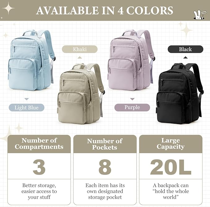 Khaki Backpack for Women Men