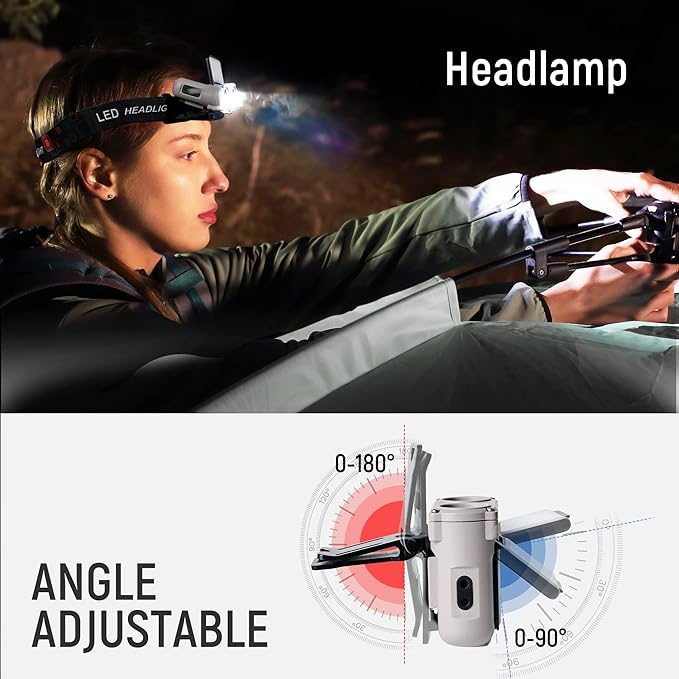 Hopedone LED Hard Hat Light, 800Lumens Rechargeable Dimmable Clip on Cap Lights, 180°Adjustable Hat Flashlight Headlamp Waterproof for Running, Camping, Hunting, Cycling (Olive Green)