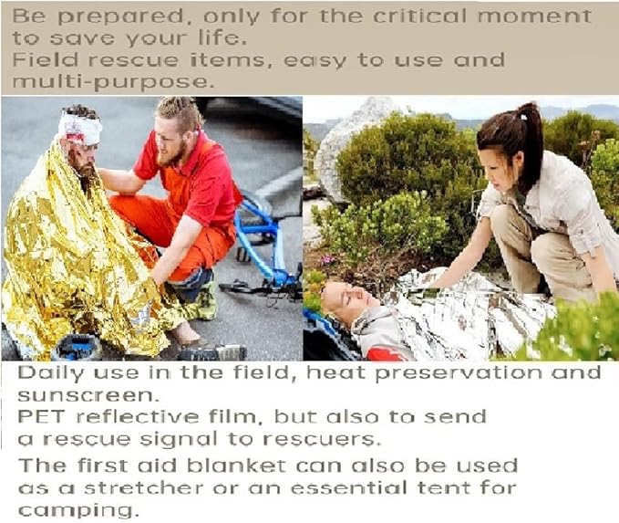 GALAXYLENSE Emergency Mylar Thermal Blanket for Survival First Aid Kits Army Outdoors Hiking Camping Bug Out Trauma Desert All Weather Condition Protection (100 Packs Silver)