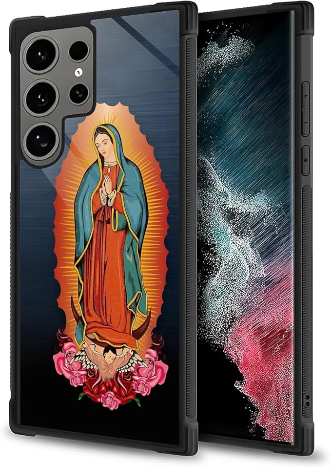for Samsung Galaxy S24 Ultra Case, Red Virgen Guadalupe Pattern Graphic Design Girl Boy Soft Silicone Hard Acrylic Shock Protection for Samsung Galaxy S24 Ultra