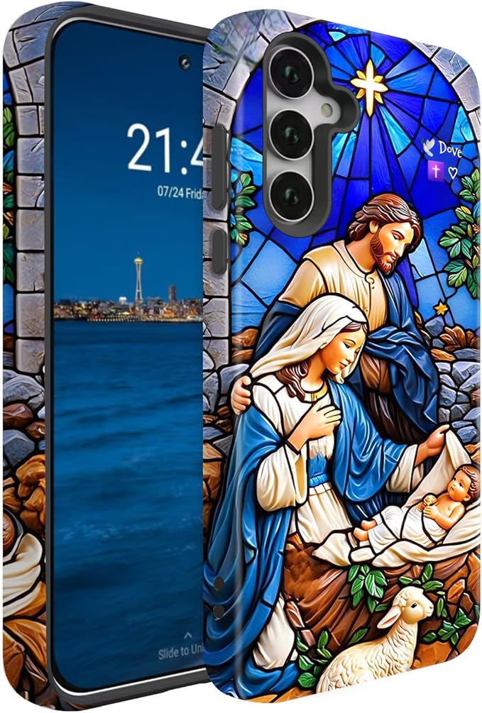 Compatible for Samsung Galaxy A57 5G Case, Dual Layer Heavy Duty 2 in 1 Shockproof Protective Phone Case,The Holy Family