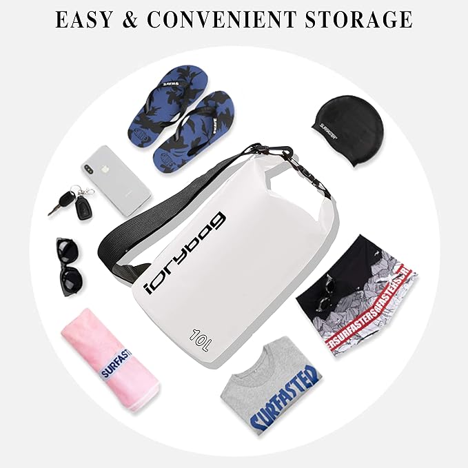 IDRYBAG Dry Bag for Kayaking Waterproof 2L/5L/10L/15L/20L, Small Dry Sack Waterproof Bag for Boating