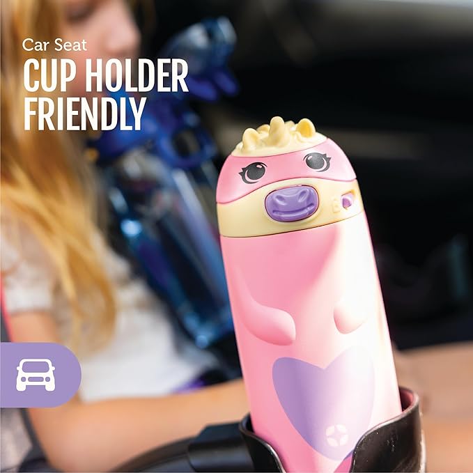 Ello Ellies 12oz Vacuum Insulated Stainless Steel Kids Water Bottle with Straw and Built-in Carrying Handle and Leak-Proof Locking Lid for School Backpack, Lunchbox and Outdoor Sports, Unicorn