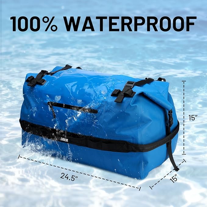 MIER Waterproof Duffel Bag Motorcycle Dry Bag Backpack Large Roll-Top Heavy Duty Dry Duffle Bags for Kayaking Camping Boating Gym Beach Cruise Ship, 60L/80L