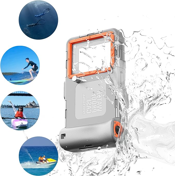 2026 Underwater Snorkeling Diving Phone Case for Phone 17/16/15/14/13/12Pro Max/Galaxy S25/S24/S23.(50ft/15m) Professional Scuba Dive Waterproof Case Underwater Photo Video（Gray）