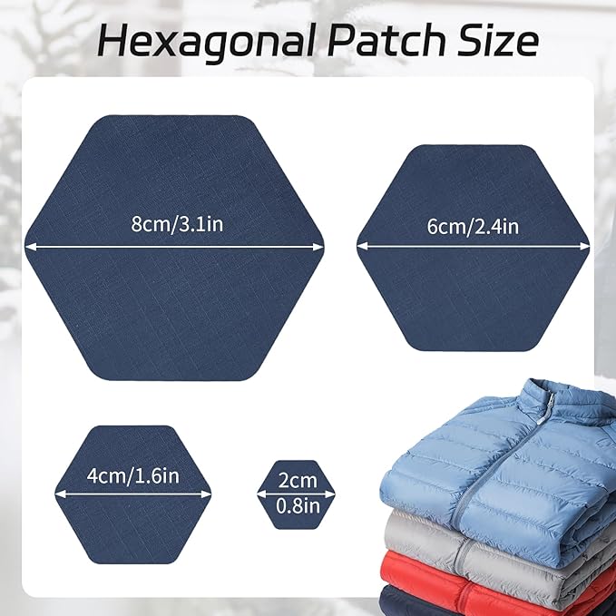J.CARP 16PCS Nylon Repair Patches, Self Adhesive & Waterproof Patches, Nylon Repair Patches for Down Jacket, Clothing, Holes, Tents, Sleeping Bags, Umbrella, Etc(Blue)