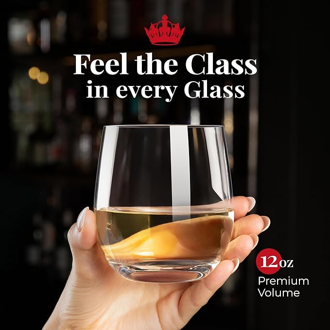 Vivocci Unbreakable Plastic Stemless Wine Glasses 12. 5 oz | 100% Tritan Heavy Base | Shatterproof Glassware | Ideal For Cocktails & Scotch | Perfect For Homes & Bars | Dishwasher Safe | Set of 6