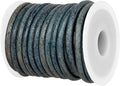 GENIQUE Real/Genuine Round Leather String Cord for Necklace, Bracelets, Jewellery, Braiding (4mm, Blue Distressed)