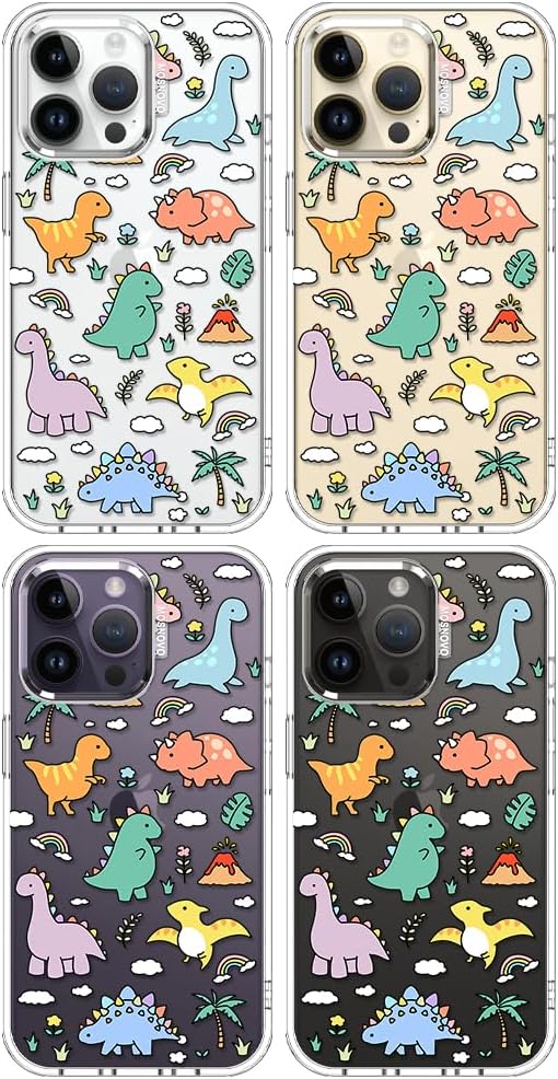 MOSNOVO for iPhone 14 Pro Max Case | Military Grade 6.6ft Drop Tested | Clear with Dinosaur Land Design
