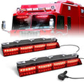 HLauto 6Z4J Emergency Dash Strobe Lights: 2x16.8 inch Red Safety Lights, 48 LED Flashing Warning Hazard Interior Windshield Visor Traffic Light Bar for Trucks, Construction Vehicles