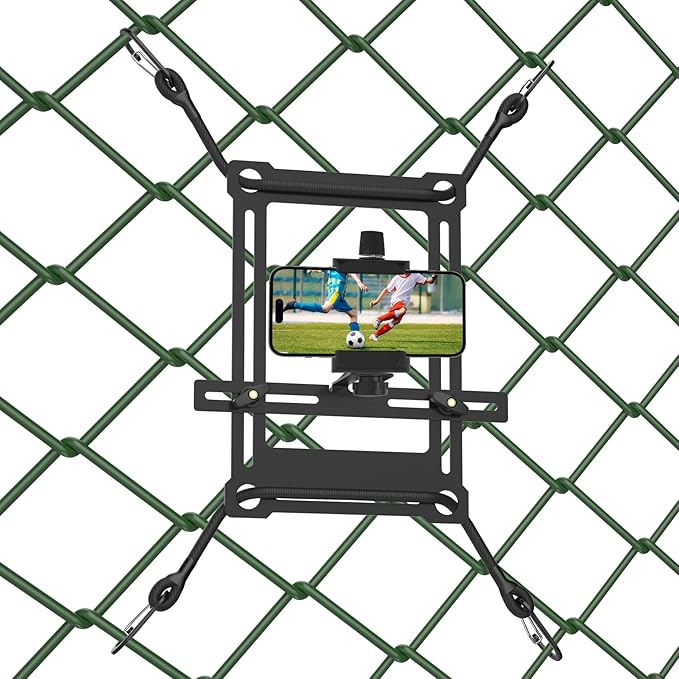 Fence Phone Mount for Baseball Games, Compatible with iPhone, GoPro, Mevo Start, and Cameras, Flexible, Durable, Ideal for Baseball, Softball, and Football Recording