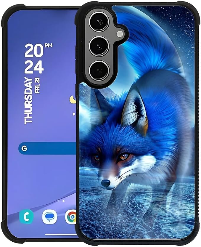 for Samsung Galaxy S24 S25 Plus Case, Snowy Mountain Fox Lake Pattern Graphic Design Girl Boy Soft Silicone Hard Acrylic Shock Protection for Samsung Galaxy S24 S25 Plus