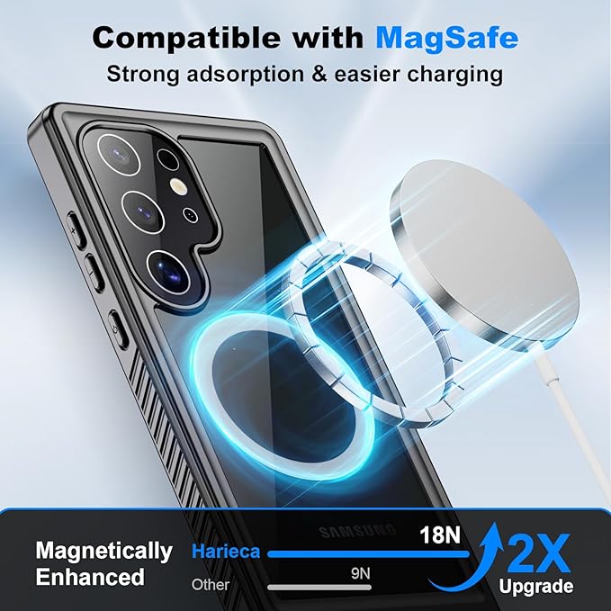 for Samsung Galaxy S24 Ultra Waterproof Case with Magsafe, Built-in Magnetic & Screen Protector, IP68 Certified Full Body Shockproof, for Water Sports Underwater Photography, 6.8" Blue