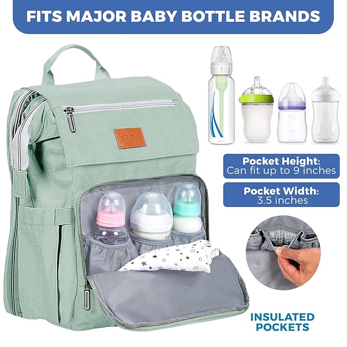 PILLANI Baby Diaper Bag Backpack - Large Bag for Boys & Girls, Waterproof Diaper Backpack - Travel Diaper Bags w/Changing Pad, Baby Registry Search & Shower Gifts - Essentials Must Haves Newborn Stuff