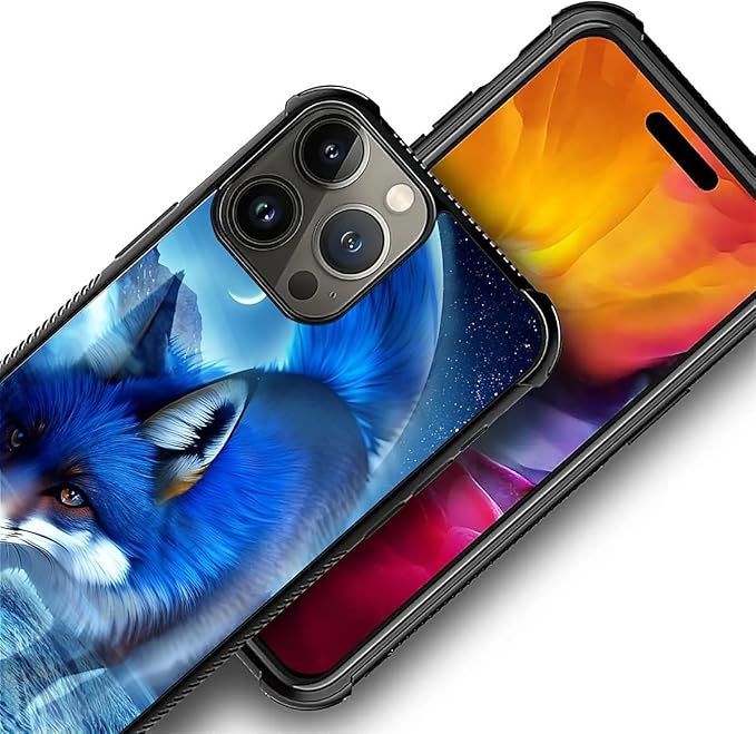for iPhone 16 Pro Max Case, Snowy Mountain Fox Lake Pattern Graphic Design Girl Boy Soft Silicone Hard Acrylic Shock Protection for iPhone 16 Pro Max