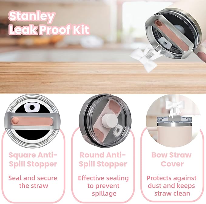 6PCS White Stanley Cup Accessories Set Fit for Stanley Cup 30oz 40oz. Including Handle Charm, Personalized Initial Sticker, Straw Topper, Sparkly Silicone Boot, Spill Proof Stopper (Letter-D)