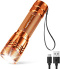 WdtPro Rechargeable Flashlights High Lumens, 1 Pack 10H Long Lasting Super Bright EDC Flashlights, LED Mini Tactical Flash Lights for Camping Emergency, Drop & Water Resistant Orange(Battery Included)