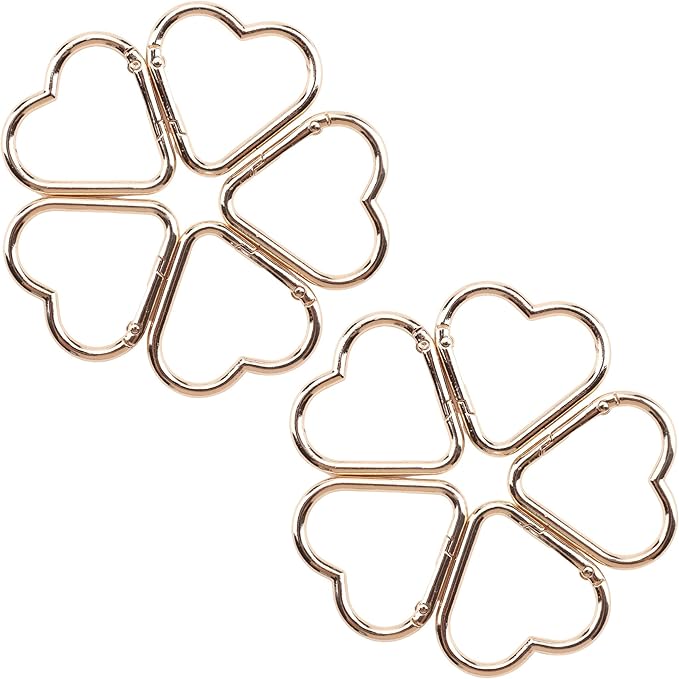 16-Pack Gold Heart Carabiner Clips, Cute Keychain Accessories for Backpacks & Hiking Gear, Aluminum Alloy Spring Snap Hook(Lightweight, Bulk Value Set)