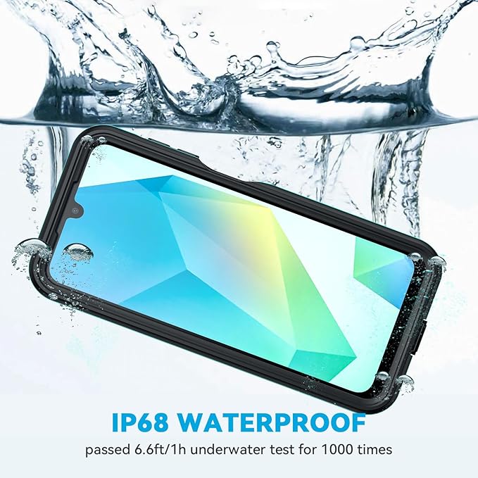 Lanhiem for Samsung Galaxy A16 5G Case, IP68 Waterproof Dustproof, Built-in Screen Protector, Rugged Full Body Shockproof Protective Cover for Samsung A16 5G /4G 6.7", Blue/Clear