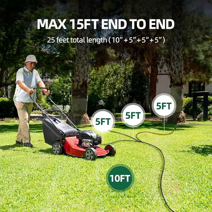 TiFFCOFiO Outdoor Extension Cord with 1 to 3 Splitter Outlets, 25FT Waterproof Cord with Safety Cover, 3 Electrical Outlets for Christmas Decorations, 16 AWG, ETL Listed