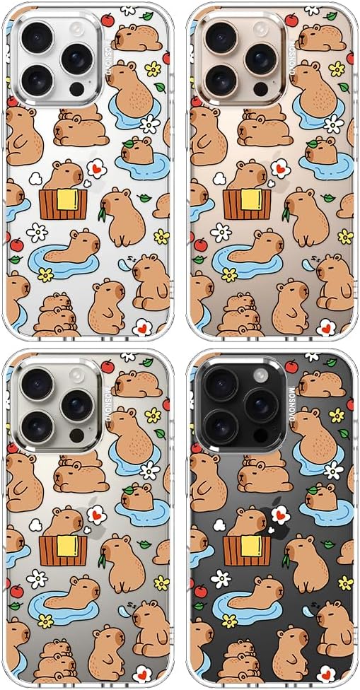 MOSNOVO for iPhone 16 Pro Case, Shockproof Military-Grade Protection 6.6ft Drop Tested, Clear Phone Case for iPhone 16 Pro, Capybara Land Design