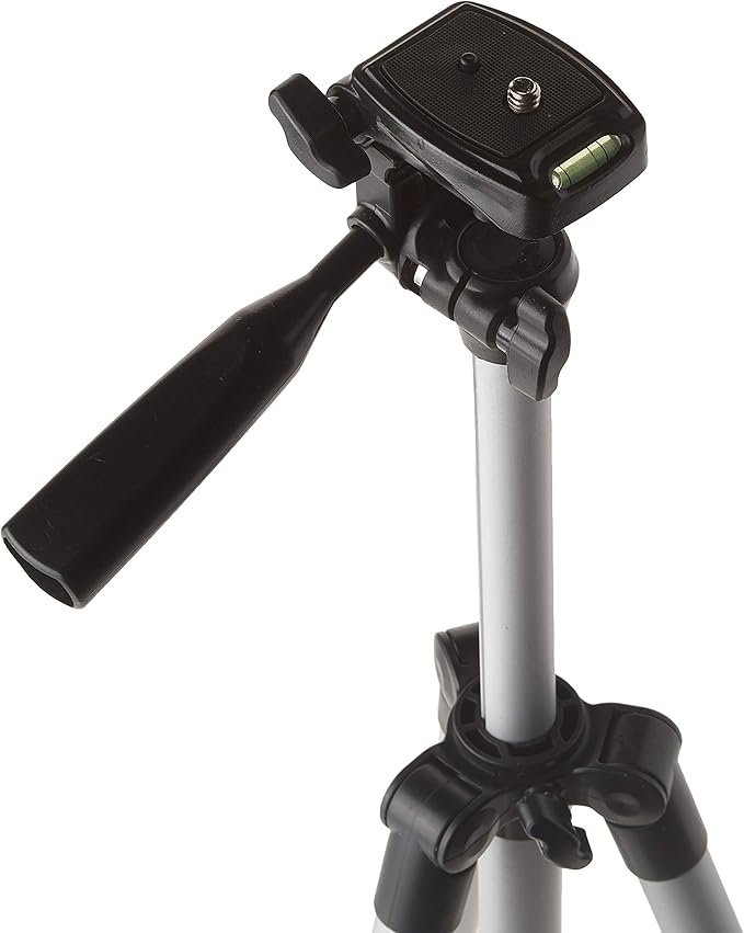 50 Inch Aluminum Camera Tripod with 3-Way Pan Head & Quick-Release Plate – Lightweight DSLR & Mirrorless Tripod with Bubble Level for Photography & Video