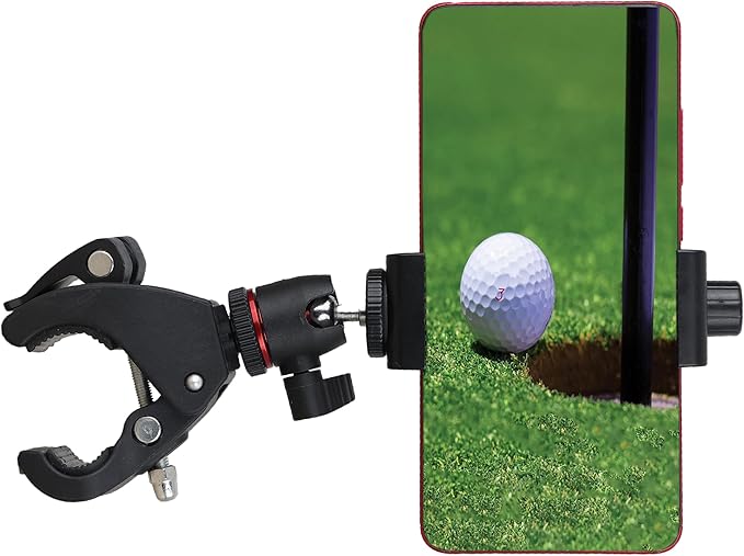 Phone Holder with Clamp for Golf Cart Universal Phone Mount Holder for Bicycle, Wheelchair, Stroller Mic Stand Phone Holder