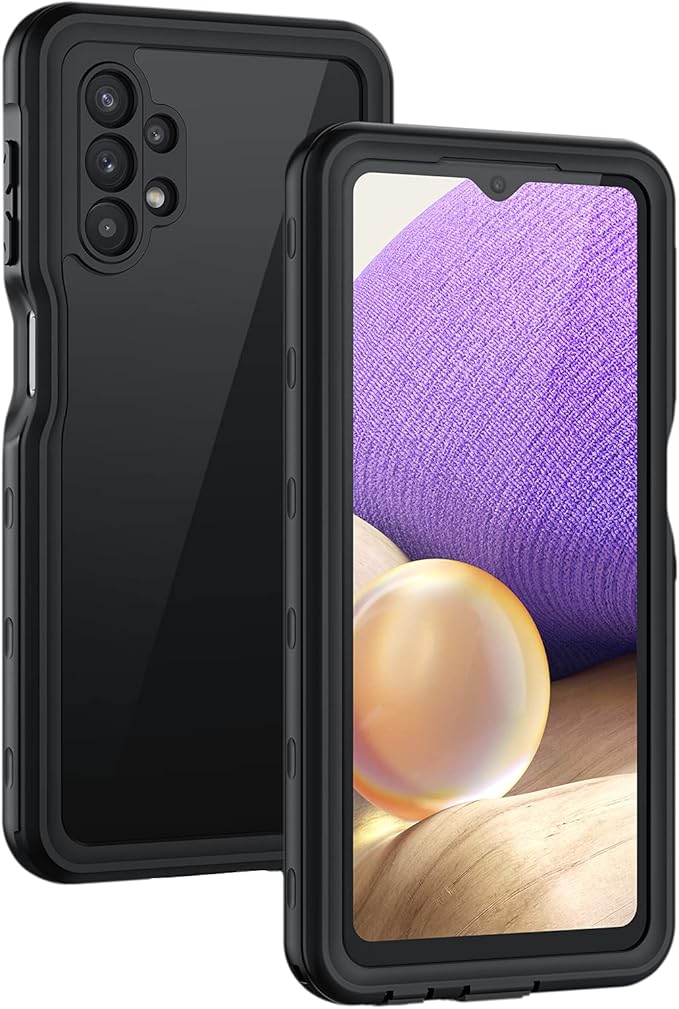 Lanhiem for Samsung Galaxy A32 5G Phone Case, IP68 Waterproof Dustproof Case, Built-in Screen Protector, Heavy Duty Full Body Protective Phone Case for Galaxy A32 5G, Black/Clear