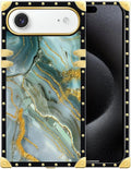 for iPhone 17 Air Case Luxury Golden Decoration for Girl Women Soft TPU Shockproof Protective Hard PC Back for iPhone 17 Air Crazy Pattern Golden Texture Marble Veining