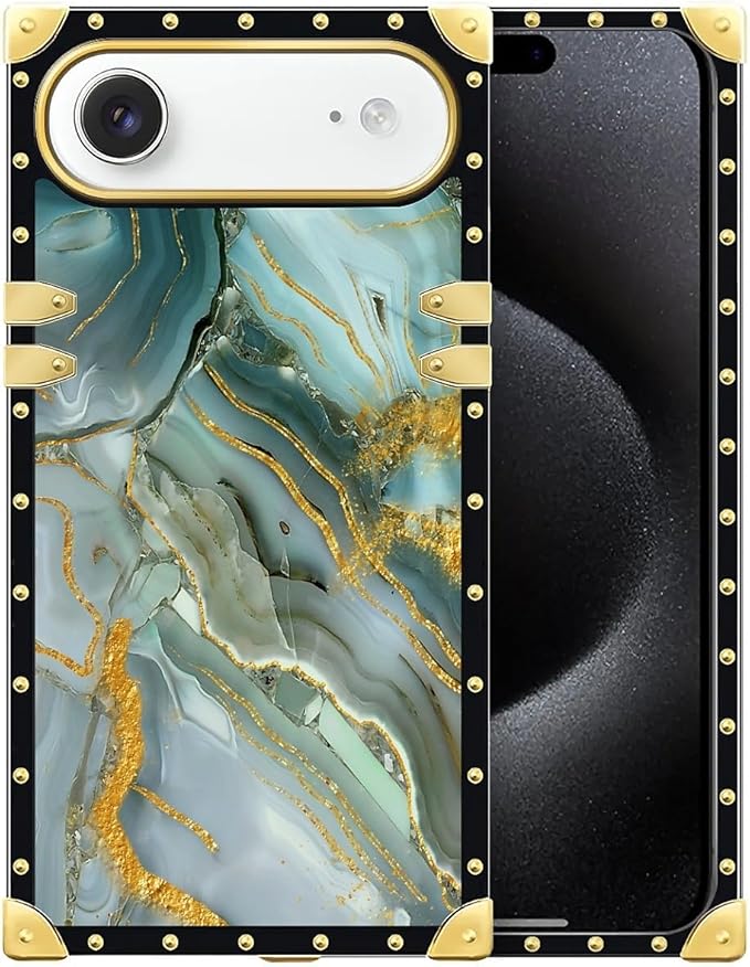 for iPhone 17 Air Case Luxury Golden Decoration for Girl Women Soft TPU Shockproof Protective Hard PC Back for iPhone 17 Air Crazy Pattern Golden Texture Marble Veining