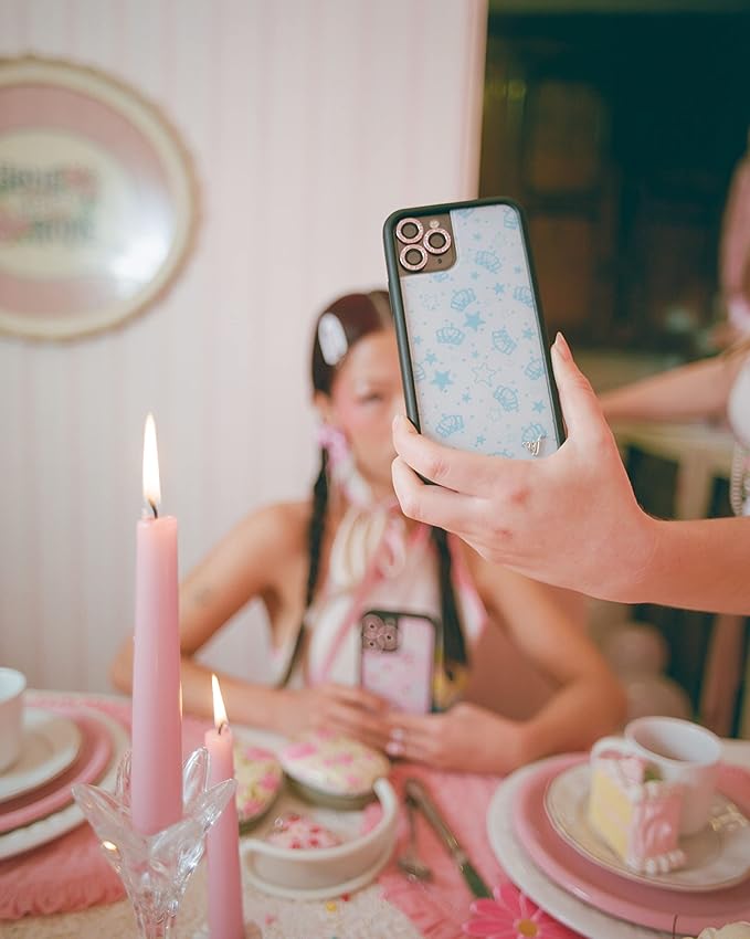 Wildflower Cases - Compatible with iPhone 13 Pro | Protective Black Bumper, 6.5ft Drop Test Certified, Women Owned Small Business | Blue, White, Crowns, Coquette, Trendy, Cute | Royalty
