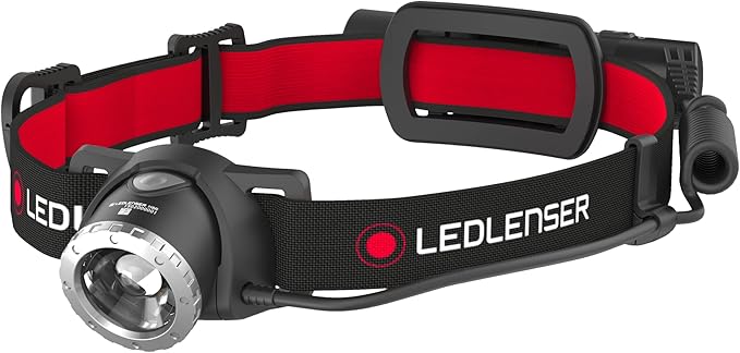Ledlenser H8R Headlamp - Black, 3000 mAh Li-ion, 158g - 120-Hour Runtime & Rechargeable Flashlight - 600 Lumens Output & LED Headlamp - Red Rear Safety Light & Hardhat Light