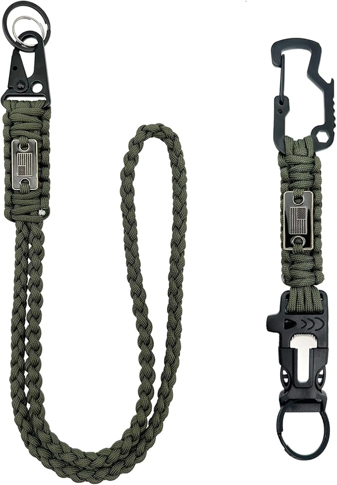 DDOUT Heavy Duty Paracord Lanyard 550 Paracord Braided Keychain for ID Badges, Camera, Whistle, Traveling, Outdoor Activities