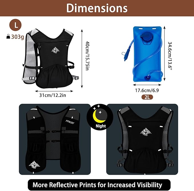 ITIEZY Running Vest for Women Men, 5L Hydration Backpack Lightweight Running Water Vest with Leak-Proof Bladder Sleeve for Marathon, Trail, Cycling, Hiking, Jogging