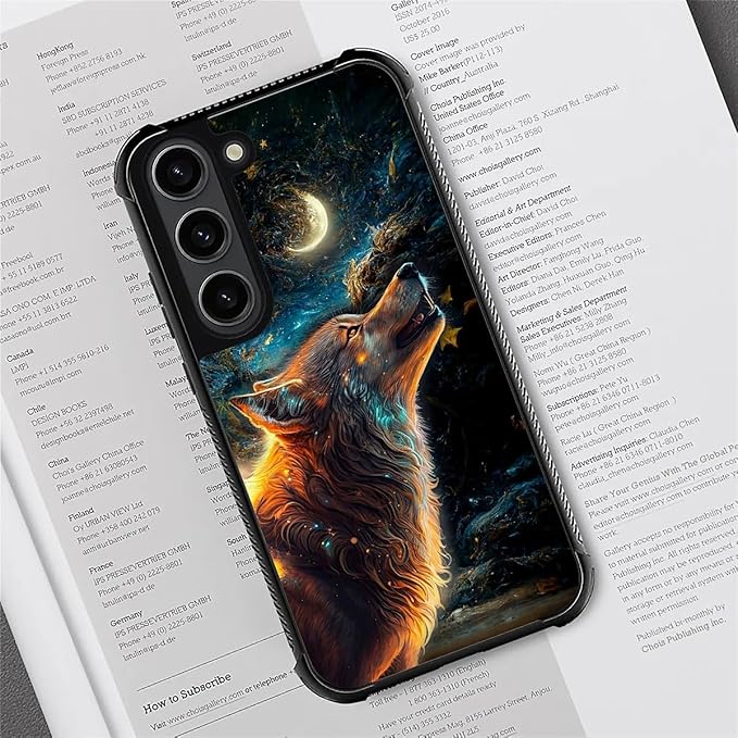 for Samsung Galaxy S23 Case, Star Cave Hungry Wolf Pattern Graphic Design Girl Boy Soft Silicone Hard Acrylic Shock Protection for Samsung Galaxy S23
