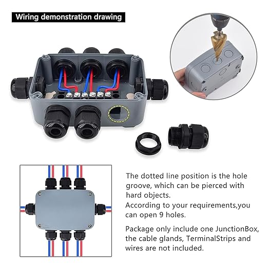 Nineleaf 6PK Outdoor Junction Box ABS Plastic Dustproof IP66 Waterproof Universal Electrical Boxes Project Enclosure Grey 4 7/8" 3 1/4" 2 1/4" inch (125x86x62mm) fit 20mm Cable Gland for Outdoor Use
