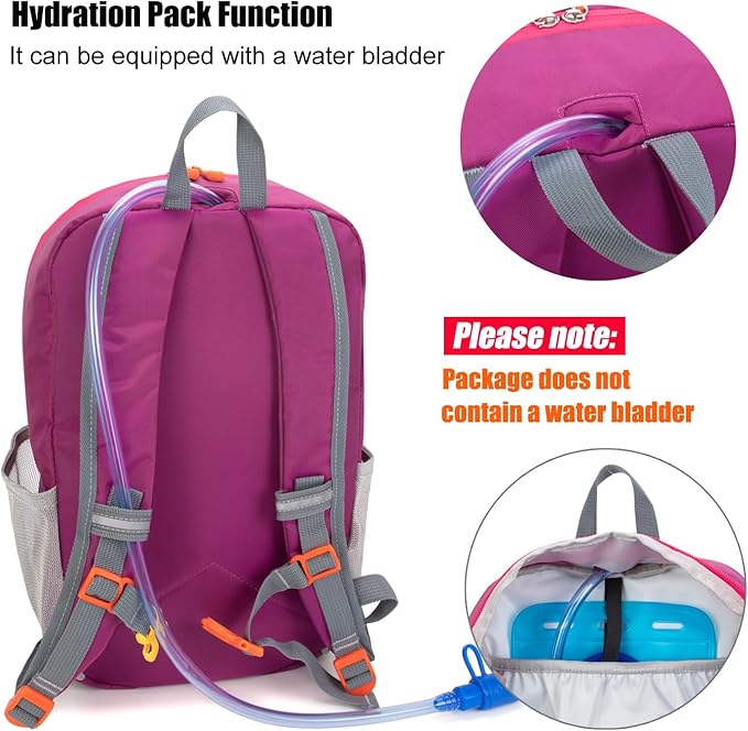 IVYGREEN Little Kids Hiking Backpack for Boys or Girls, Small Daypack for Camping or Travel (Purple, Medium)