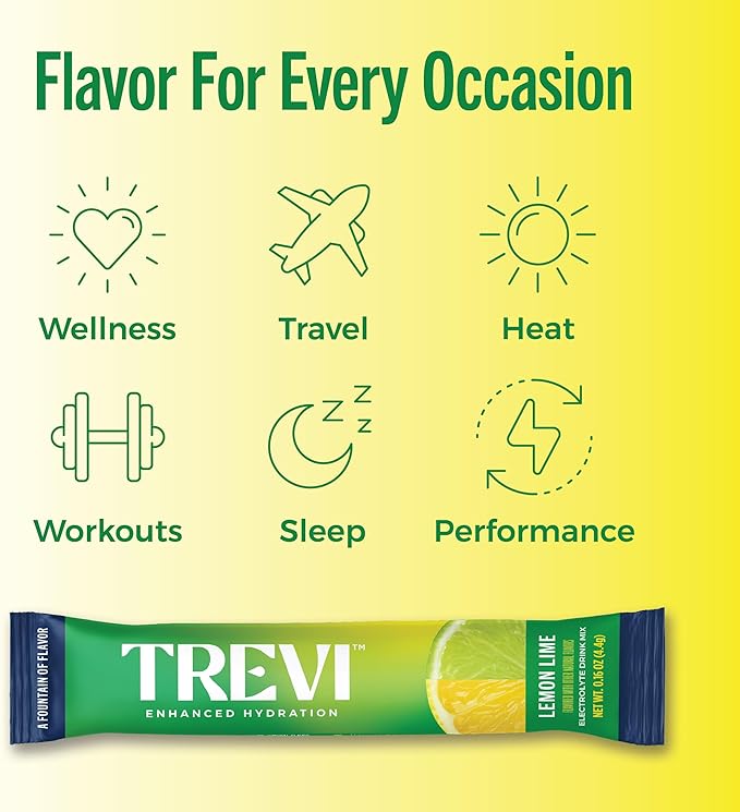 TREVI™ Everyday Sugar Free Electrolytes - Essential Drink Mix Hydration Powder Packets - 28 Count - Lemon Lime
