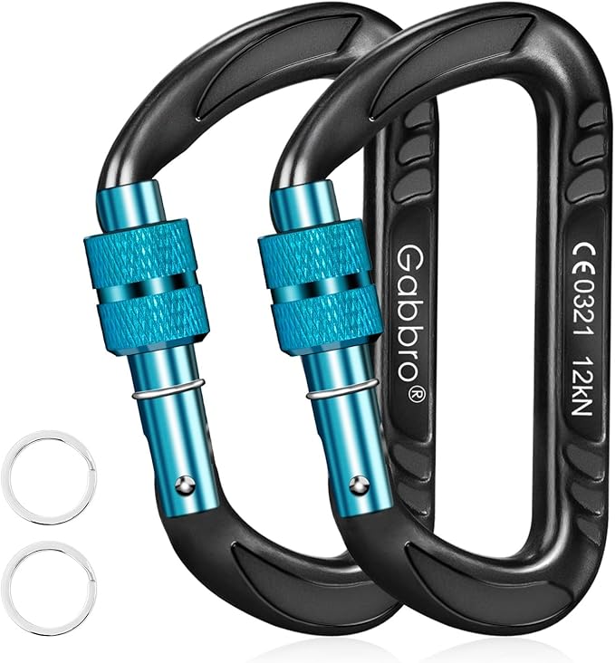 Gabbro Carabiner Clips Heavy Duty 12kN (2697 lbs), Wiregate Aluminum Lightweight Caribeener for Hammock, Hiking, Camping, Water Bottle, Dog Leash Harness, Keychains