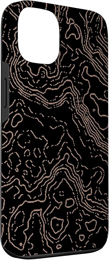 Topography Black & Brown Abstract Pattern Topographic Map Case for iPhone 13