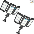Solar Lights Outdoor, 7000 LM Super Bright Dual Motion Sensor Lights, Aluminum Arm 3 Heads Dusk to Dawn LED Outdoor Flood Lights, IP65 Waterproof Solar Security Light with 3 Modes Yard Street-2 Pcs