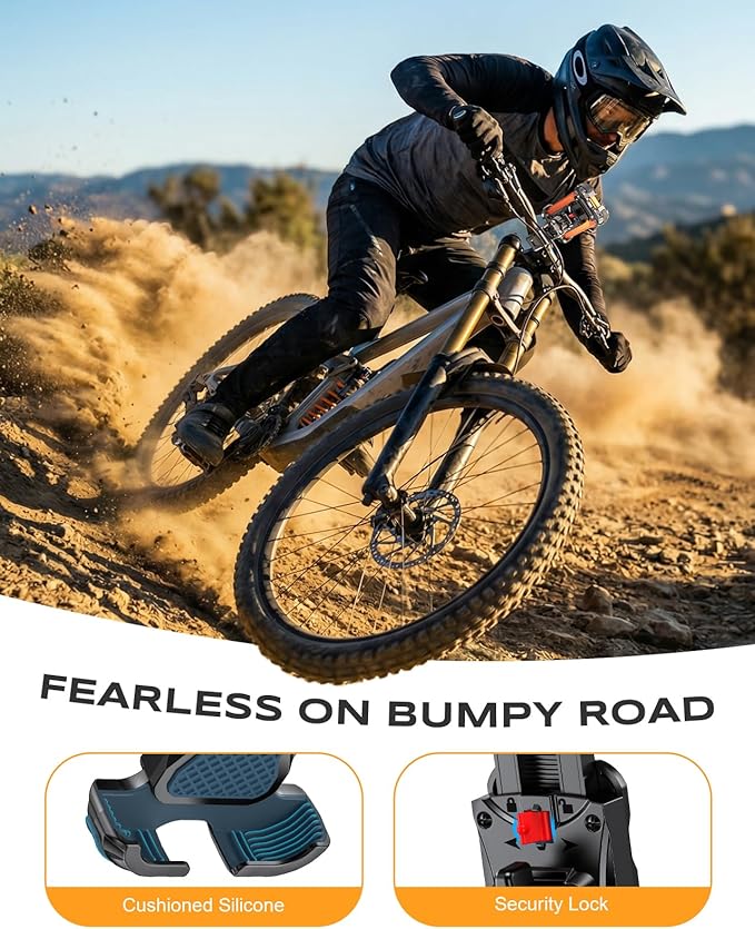 Zewdov Motorcycle Phone Mount [Secure Grip][Anti-Drop], Upgrade Bike Phone Holder [1s Stable Lock], 360° Rotatable Phone Holder for Mountain Bike/ATV, Fits for iPhone/Samsung 4.7-6.8", Clamp Mount
