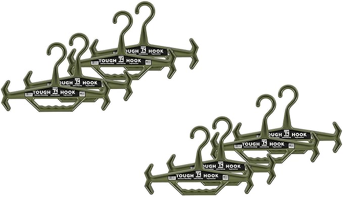 Tough Hook Original Heavy Duty Hangers – The Superhero of Hangers USA-Made, Anti-Slip ABS Resin Tactical Hanger for Police Gear, Scuba Gear & Dive BCD – DuraResin 200-lb Cap Wetsuit Hanger, 8 Foliage