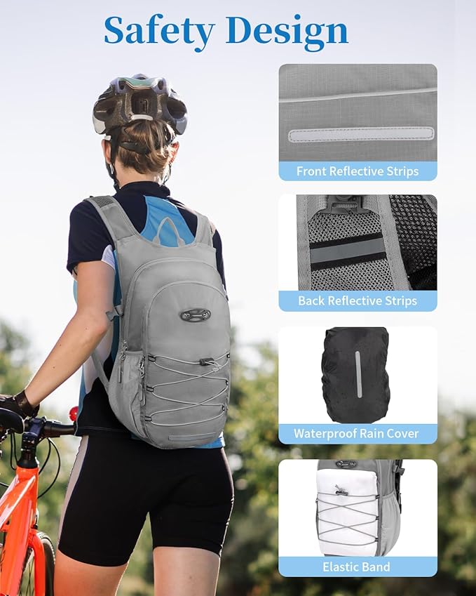 Hydration Backpack with 2L Water Bladder, Hiking Water Backpack for Men Women with Phone Pocket and Helmet Holder