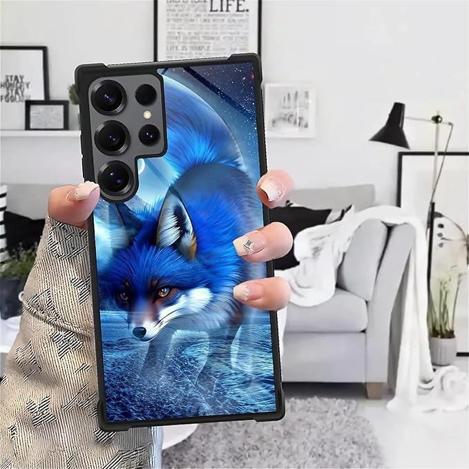 for Samsung Galaxy S25 Ultra Case,Graphic Design for Girl Boy Soft Silicone Hard Acrylic Shock Protection Designed for Samsung Galaxy S25 Ultra Snowy Mountain Fox Lake Pattern