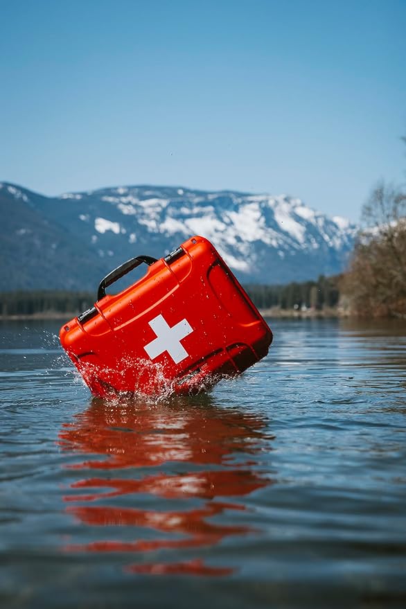 NANUK 905 Waterproof First Aid Case Empty – Durable, Medical First Aid Organizer Case, IP67-Rated, Dustproof, Impact-Resistant, and Floats (9.4" x 7.4" x 5.5") – Red