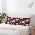 Outdoor Pillows Body Pillow Cover Rose Lumbar Body Pillow Case Protector Blossom Roses Body Cushion Covers Bed Body Pillowcases for Bedroom Couch Sofa 20"X54", Red Black