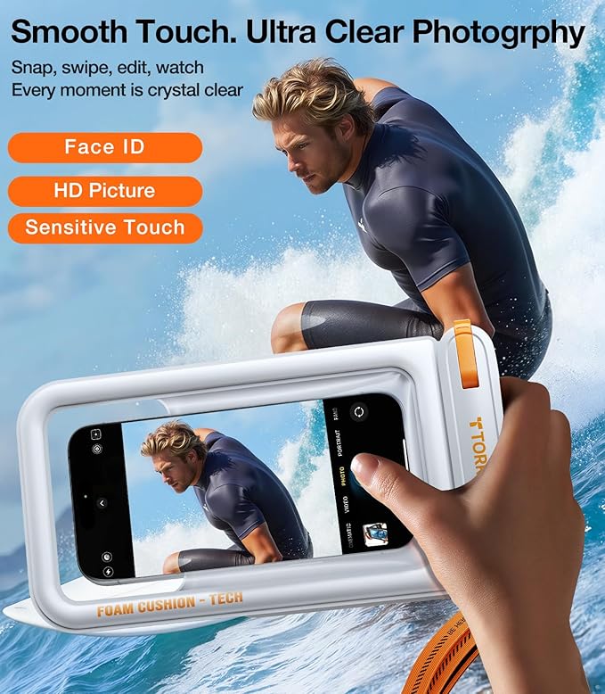 TORRAS IP68 Waterproof Phone Pouch Double Space, Floating Waterproof Phone Case with Lanyard for iPhone 17 Pro Max 16 15 14 S26 S25, Phone Dry Bag Vacation Cruise Ship Travel Essentials 7.0'', White