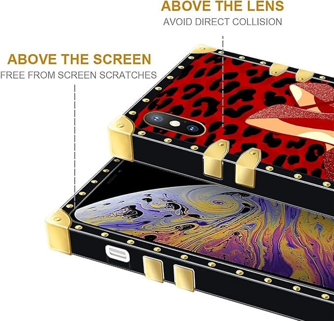 Compatible with iPhone Xs Max Case, Elegant High Heels Luxury Golden Decoration for Girl Women Soft TPU Shockproof Protective Hard PC Back for iPhone Xs Max