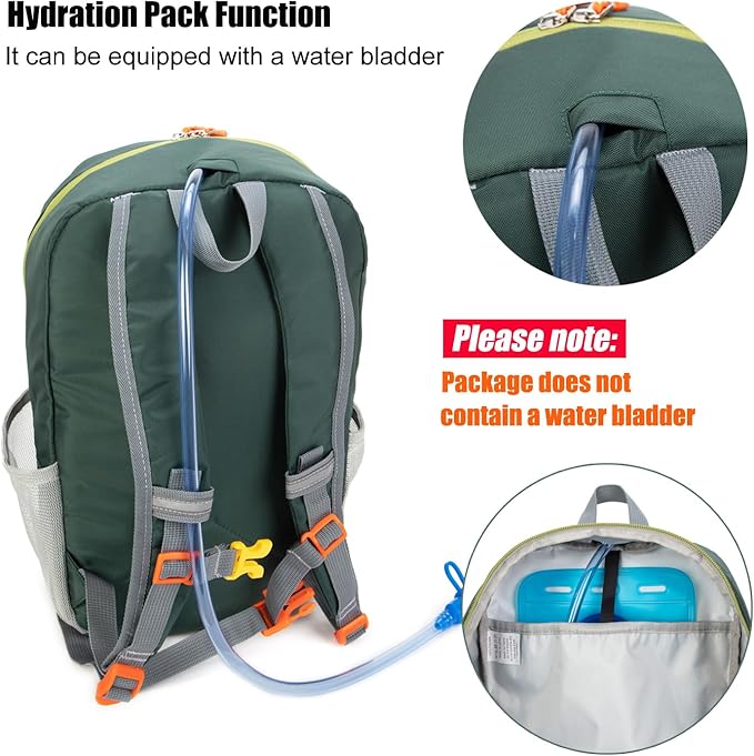 IVYGREEN Little Kids Hiking Backpack for Boys or Girls, Small Daypack for Camping or Travel (Green, Small)